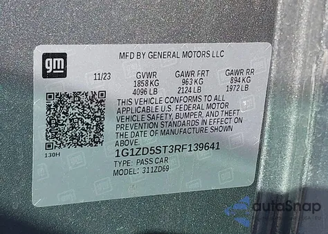 2024 Chevrolet Malibu Fwd 1Lt from USA, damaged, VIN 1G1ZD5ST3RF139641